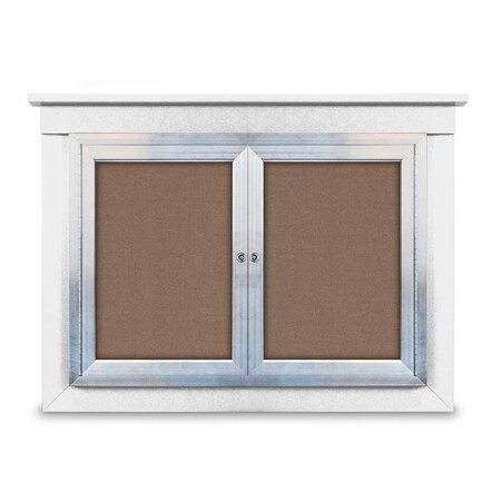 United Visual Products 48"x36" 2-Door Enclosed Letterboard, Header, White Vinyl/Walnut UV2624HD-WALNUT-WHITE
